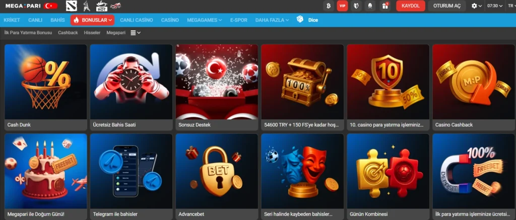 Megapari Bonuslar Sayfası Megapari Bonuslar Sayfası
